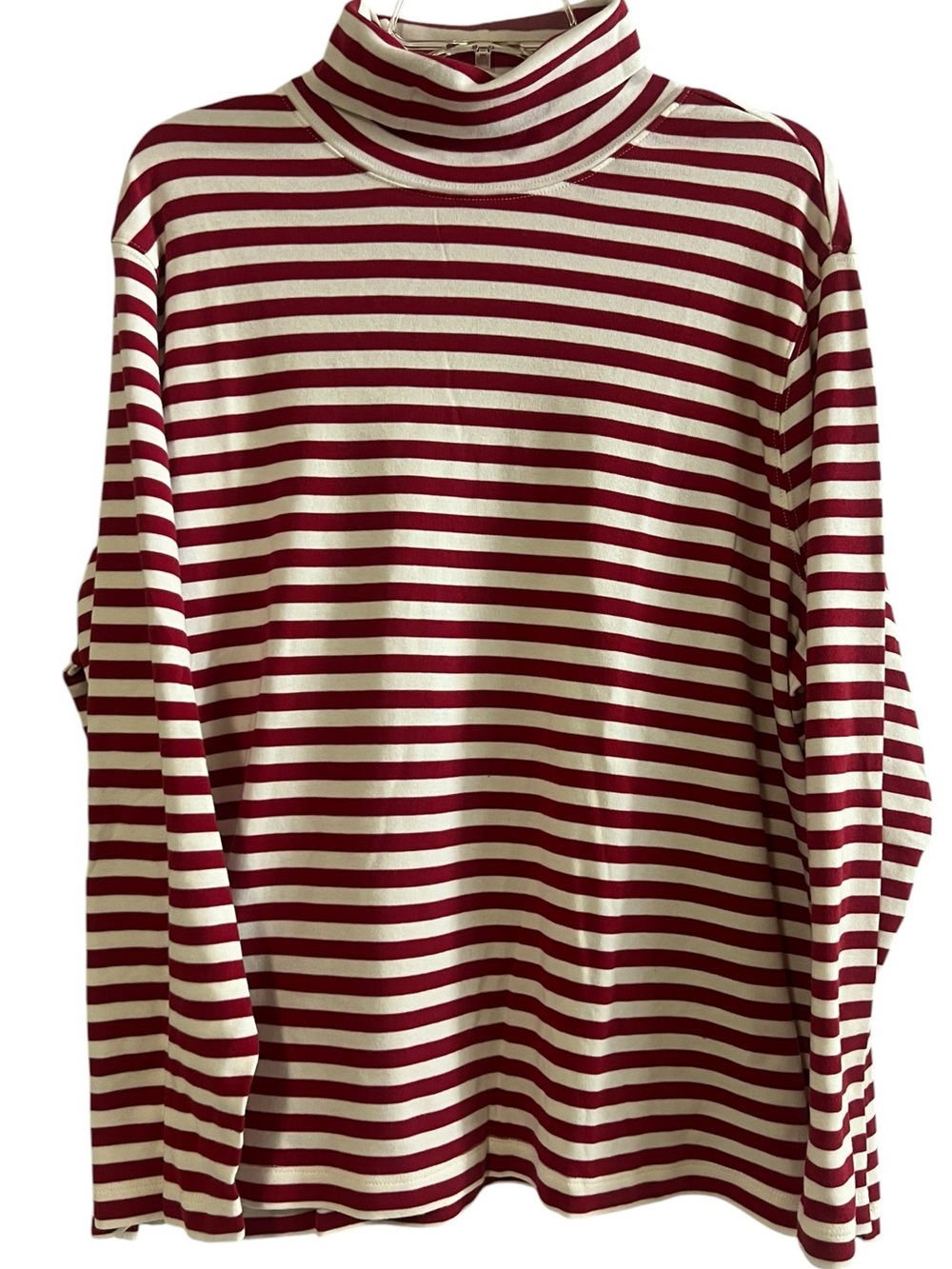 Appleseed's Red and White Striped Turtleneck Long Sleeve Tee